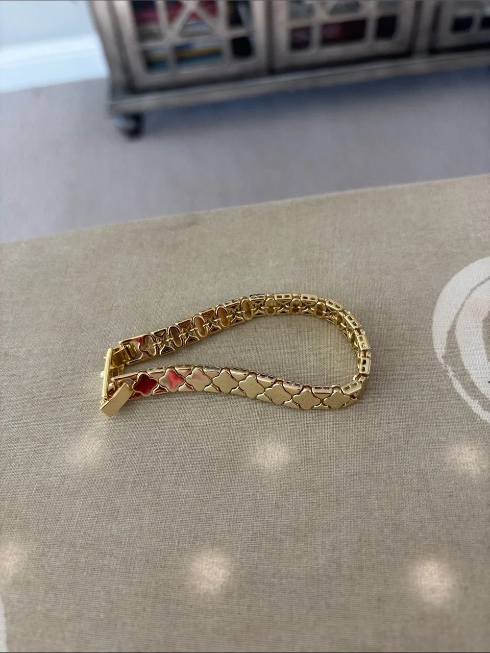 Gold Tone Clover Link Bracelet - Women's Jewelry
